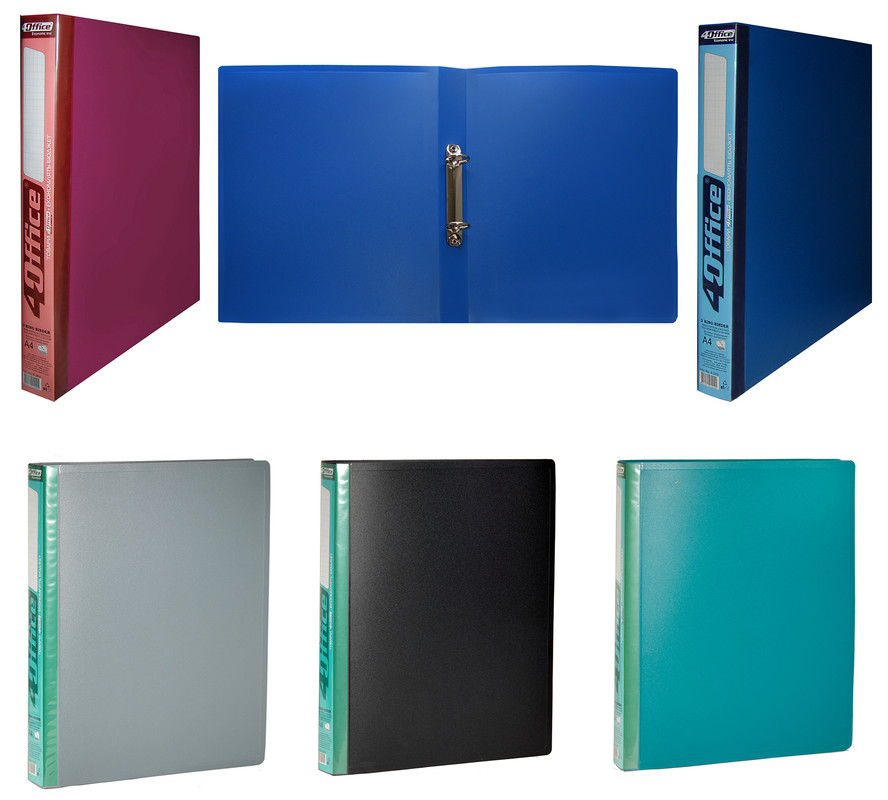 Папка на кільцях 4OFFICE (4-243), на 2 кільця, PP, 600мкм, A4, асорті